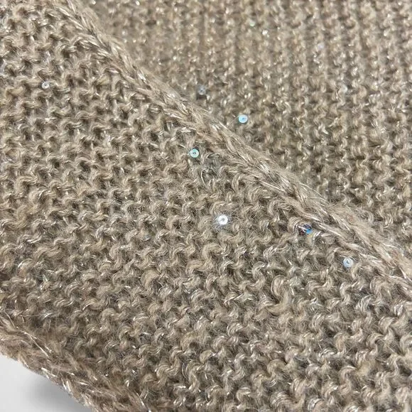 Sophie Scarf Beige Mohair Lurex Sequin Hand Knit Women Neckerchief Gift for Her